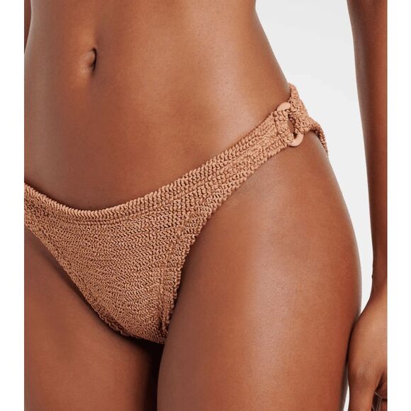 Hunza G Metallic Cocoa Brown Gloria Grommet Bikini Bottoms Women's One Size - Picture 1 of 6